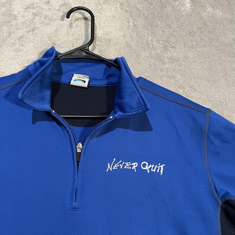 alo Coolfit Shirt Mens Medium Blue Quarter Zip Athletic Never Quit Race Golf - Picture 3 of 8